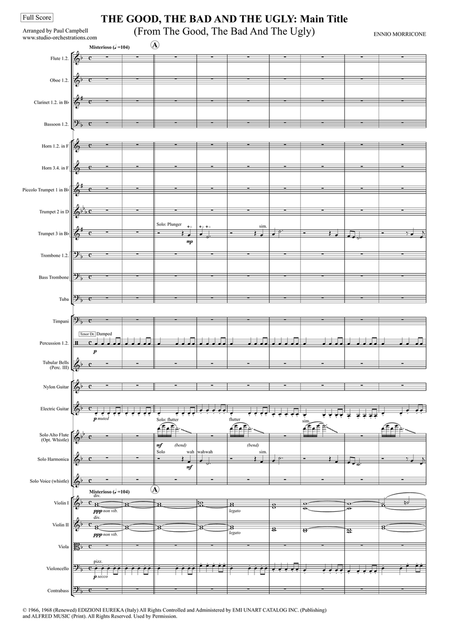 The Good, The Bad And The Ugly (Main Title) Full Orchestra scores gallery preview page 1