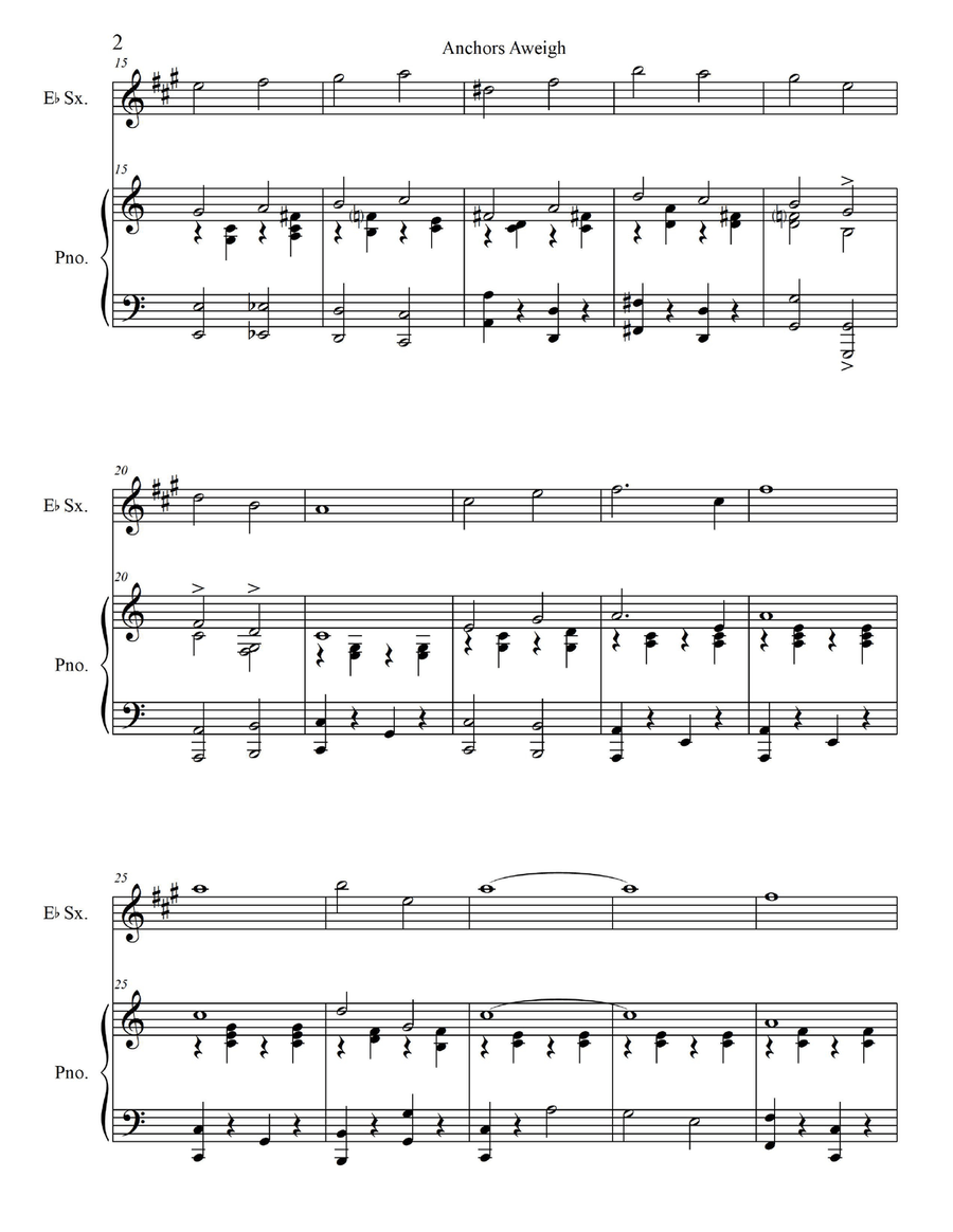 Anchors Aweigh - for Alto Sax./Baritone Sax. with Piano Accompaniment Baritone Saxophone scores gallery preview page 4