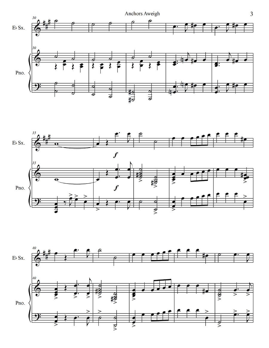 Anchors Aweigh - for Alto Sax./Baritone Sax. with Piano Accompaniment Baritone Saxophone scores gallery preview page 5