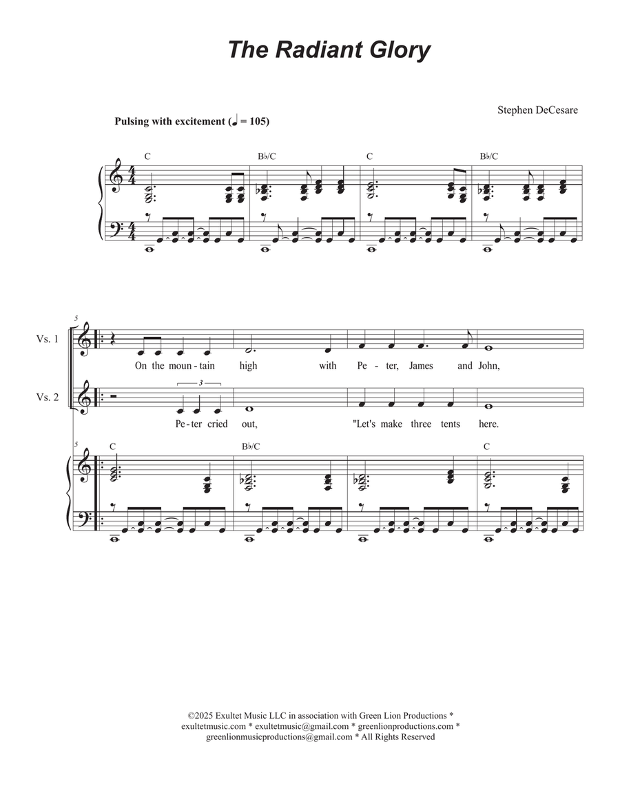 The Radiant Glory (Unison choir) Unison Choir scores gallery preview page 1