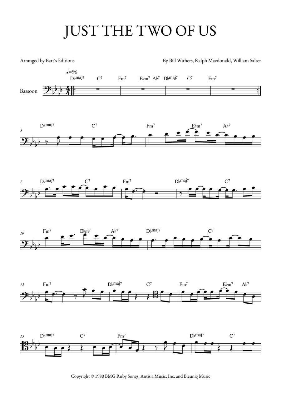 Just The Two Of Us Just The Two Of Us Bassoon Solo scores gallery preview page 1