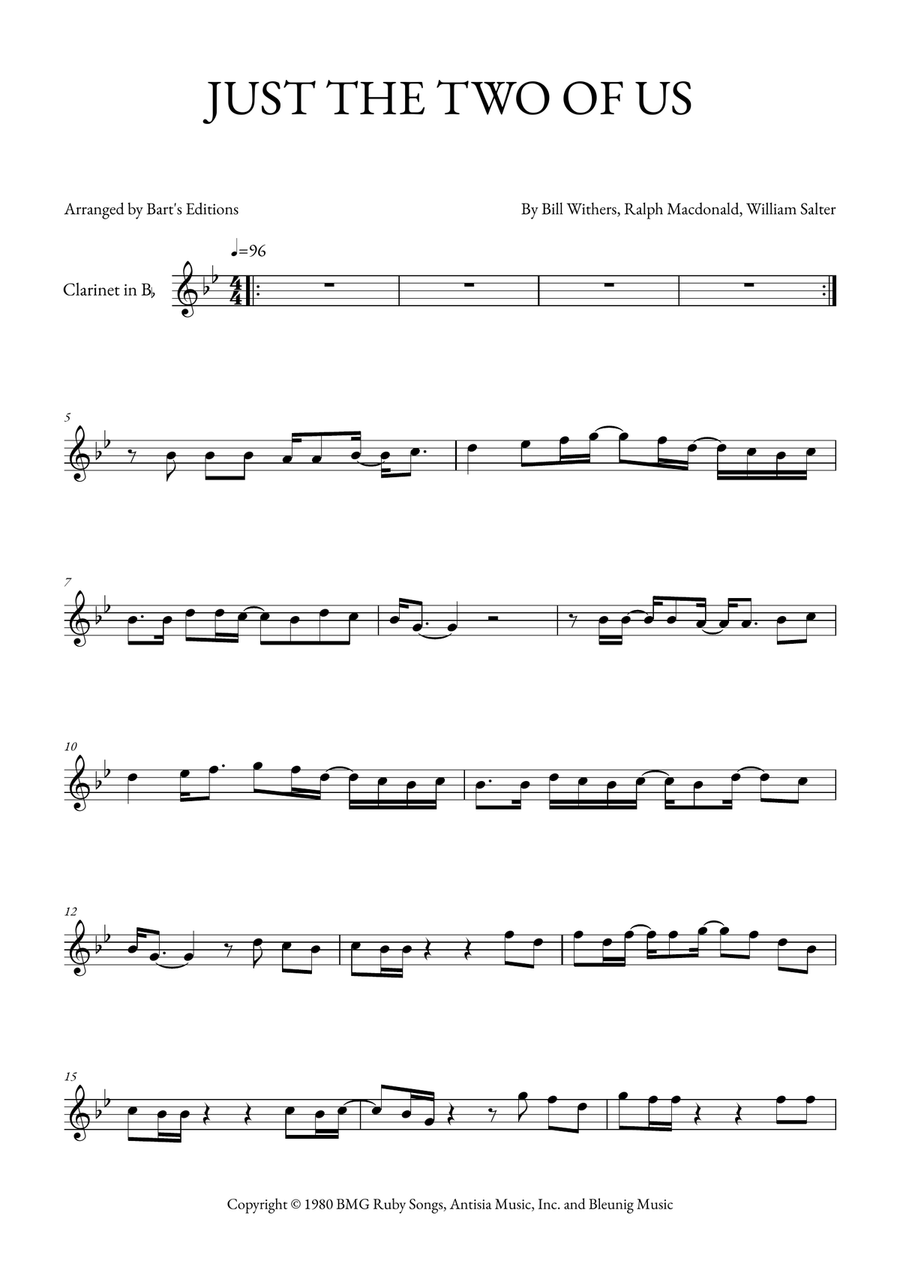 Just The Two Of Us Just The Two Of Us B-Flat Clarinet scores gallery preview page 1