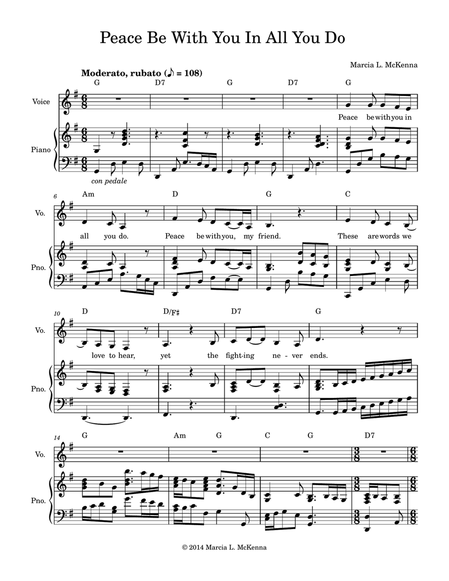 Peace Be With You in All You Do Piano, Vocal scores gallery preview page 1