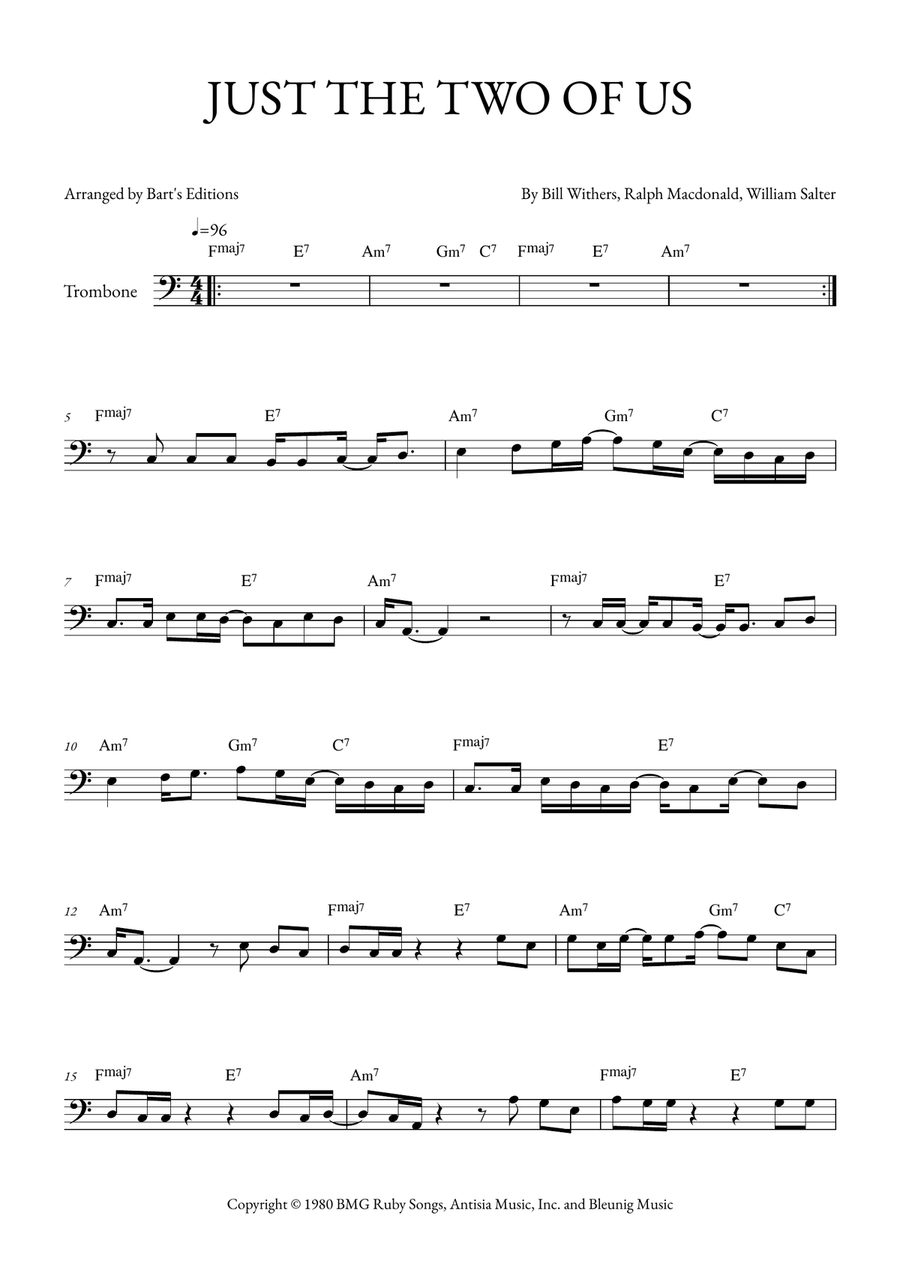 Just The Two Of Us Just The Two Of Us Trombone Solo scores gallery preview page 1