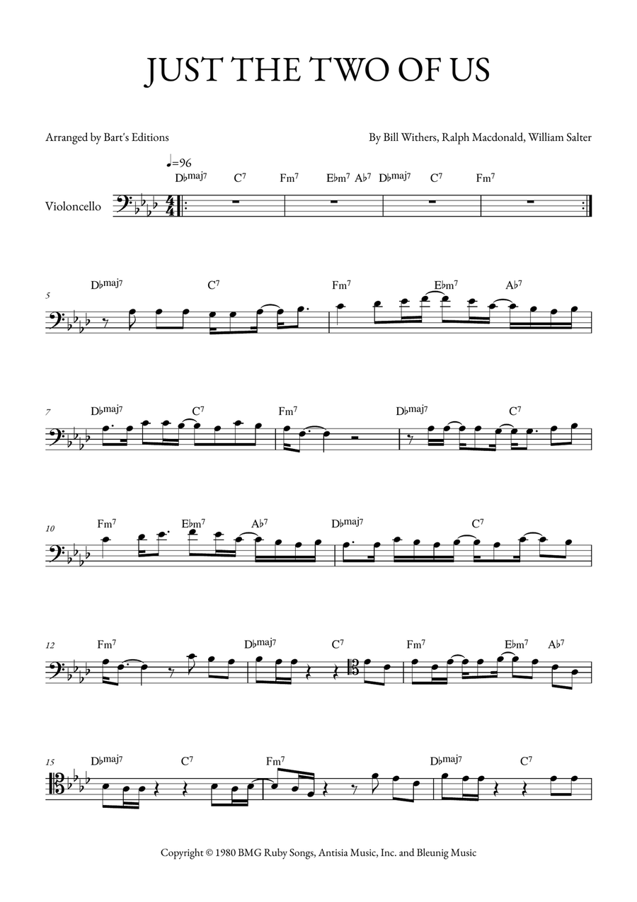 Just The Two Of Us Just The Two Of Us Cello Solo scores gallery preview page 1