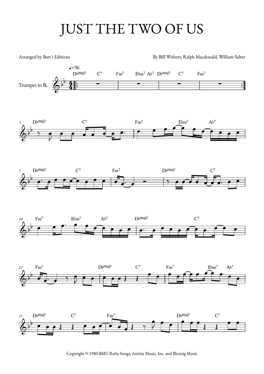 Just The Two Of Us Just The Two Of Us B-Flat Trumpet scores gallery preview page 1