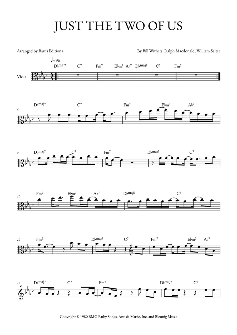 Just The Two Of Us Just The Two Of Us Viola Solo scores gallery preview page 1