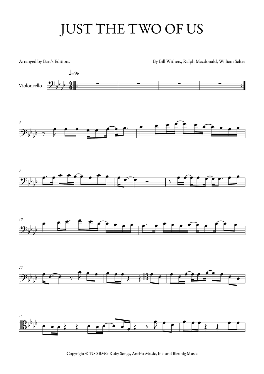 Just The Two Of Us Just The Two Of Us Cello Solo scores gallery preview page 1
