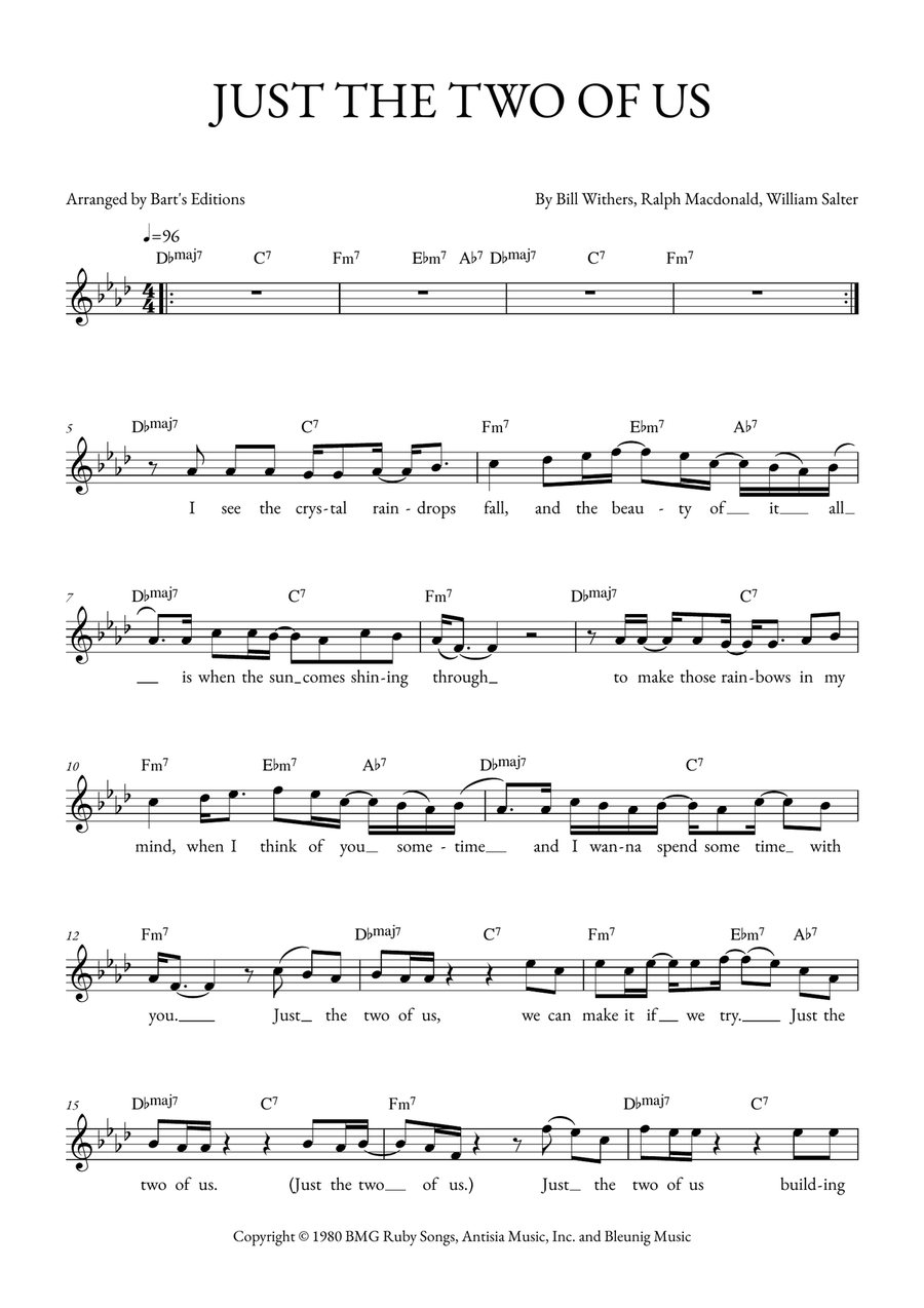 Just The Two Of Us Just The Two Of Us Piano scores gallery preview page 1