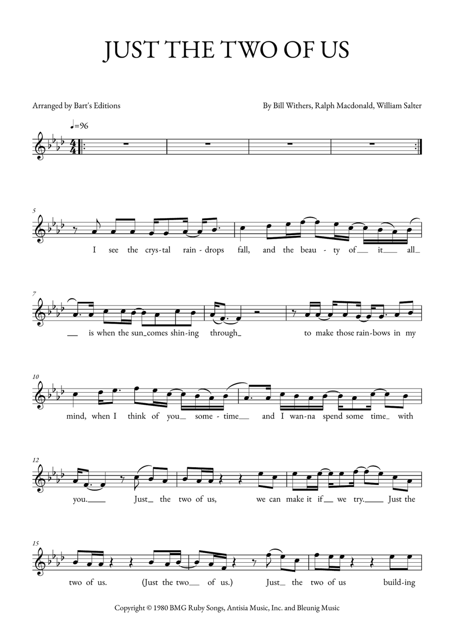 Just The Two Of Us Just The Two Of Us Piano scores gallery preview page 1