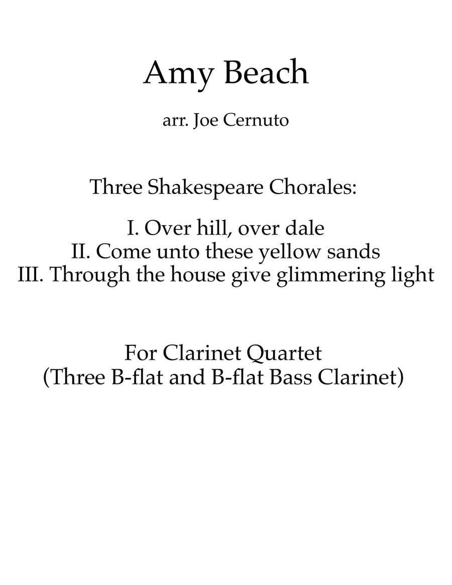 Three Shakespeare Chorales Clarinet Quartet scores gallery preview page 1