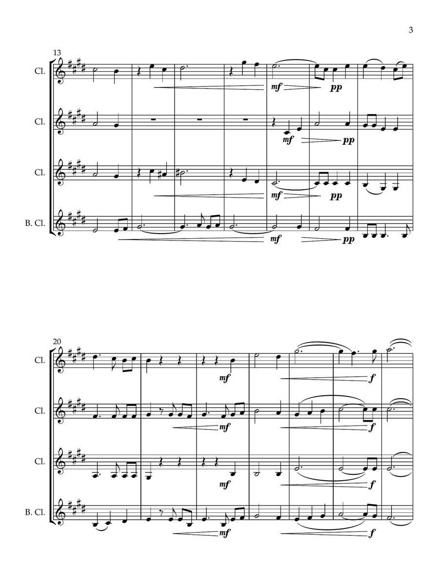 Three Shakespeare Chorales Clarinet Quartet scores gallery preview page 3
