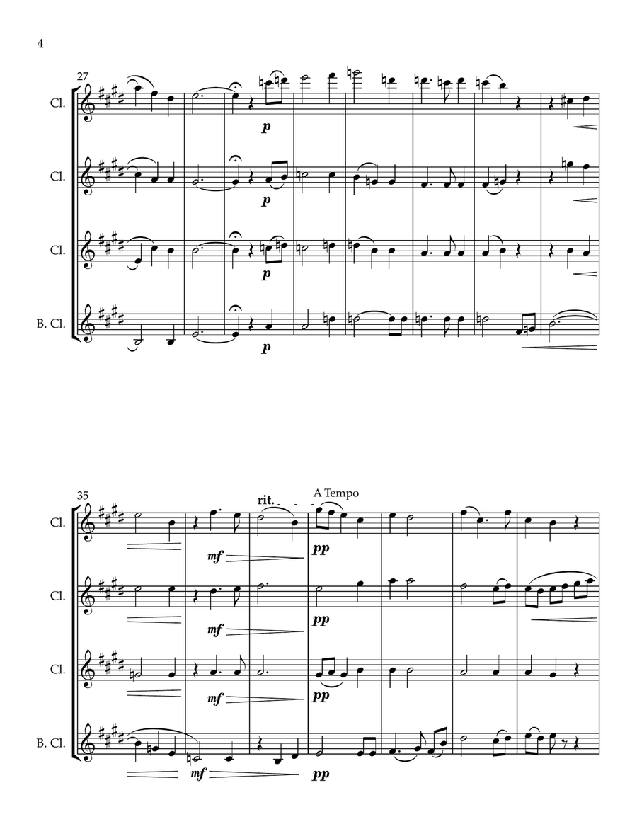 Three Shakespeare Chorales Clarinet Quartet scores gallery preview page 4
