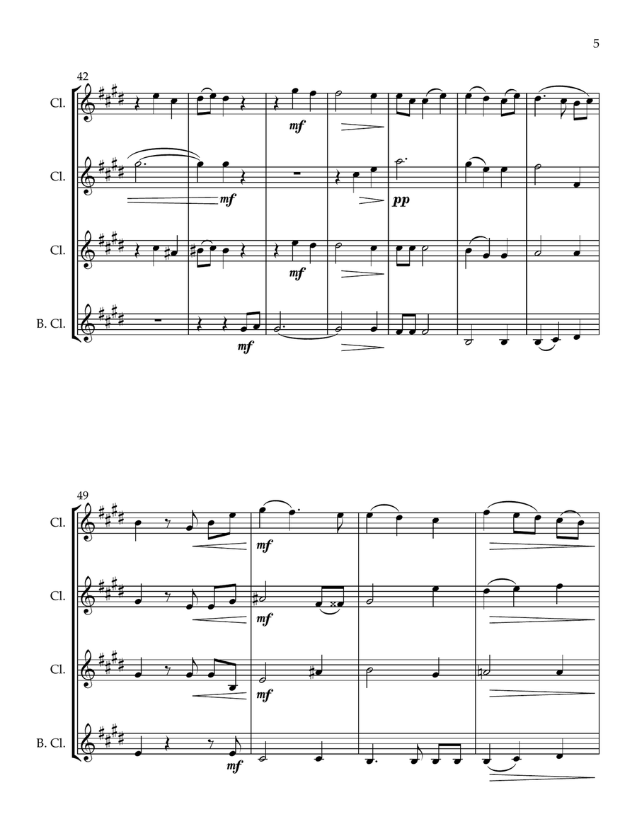 Three Shakespeare Chorales Clarinet Quartet scores gallery preview page 5