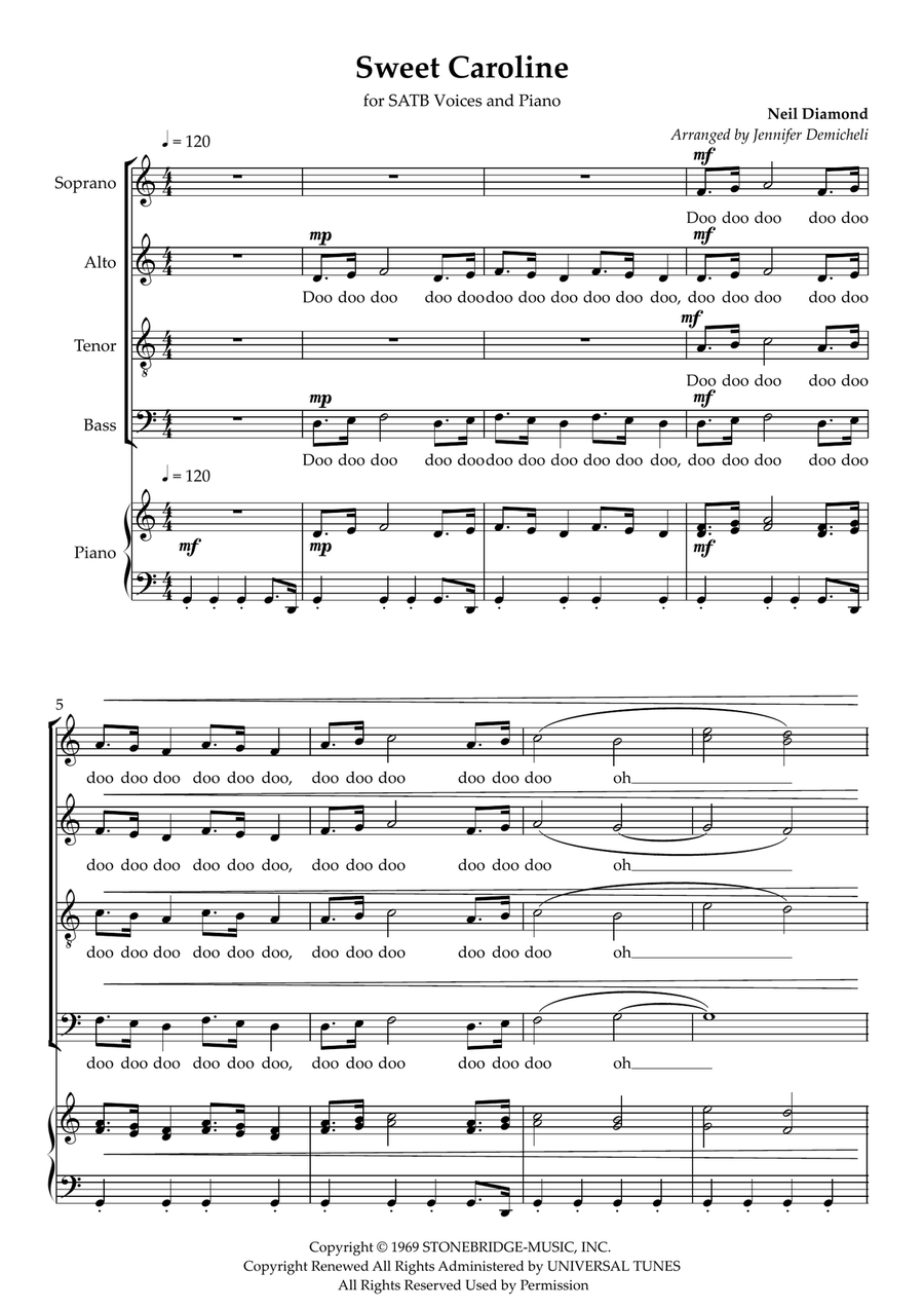 Sweet Caroline Sweet Caroline 4-Part scores gallery preview page 1