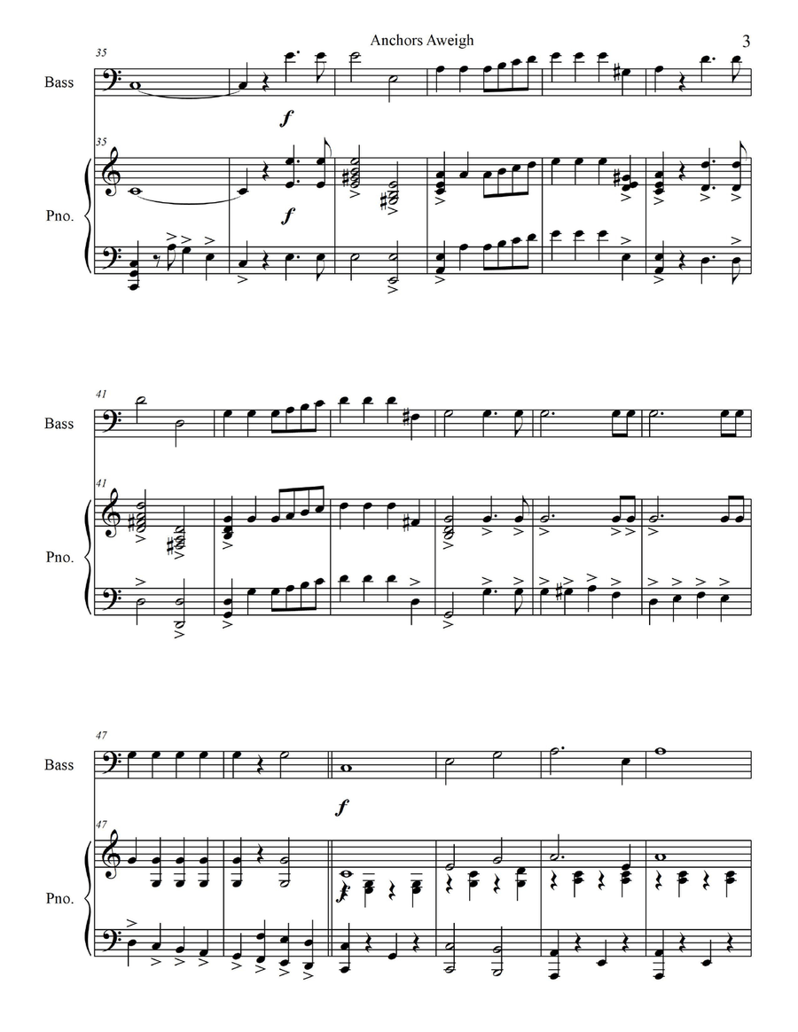 Anchors Aweigh - for Bass Guitar with Piano Accompaniment Bass Guitar scores gallery preview page 5