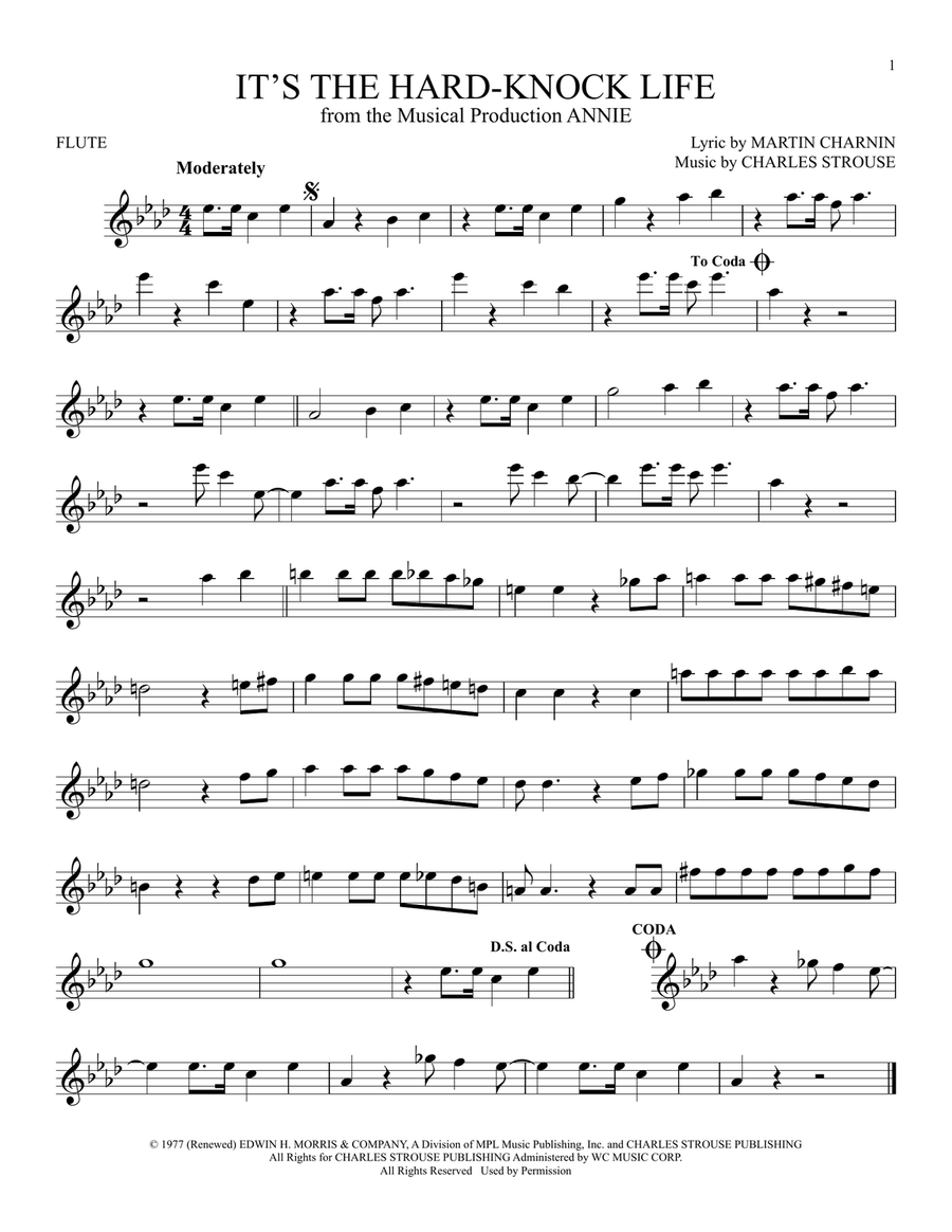 It's The Hard-Knock Life (from Annie) Flute Solo scores gallery preview page 1