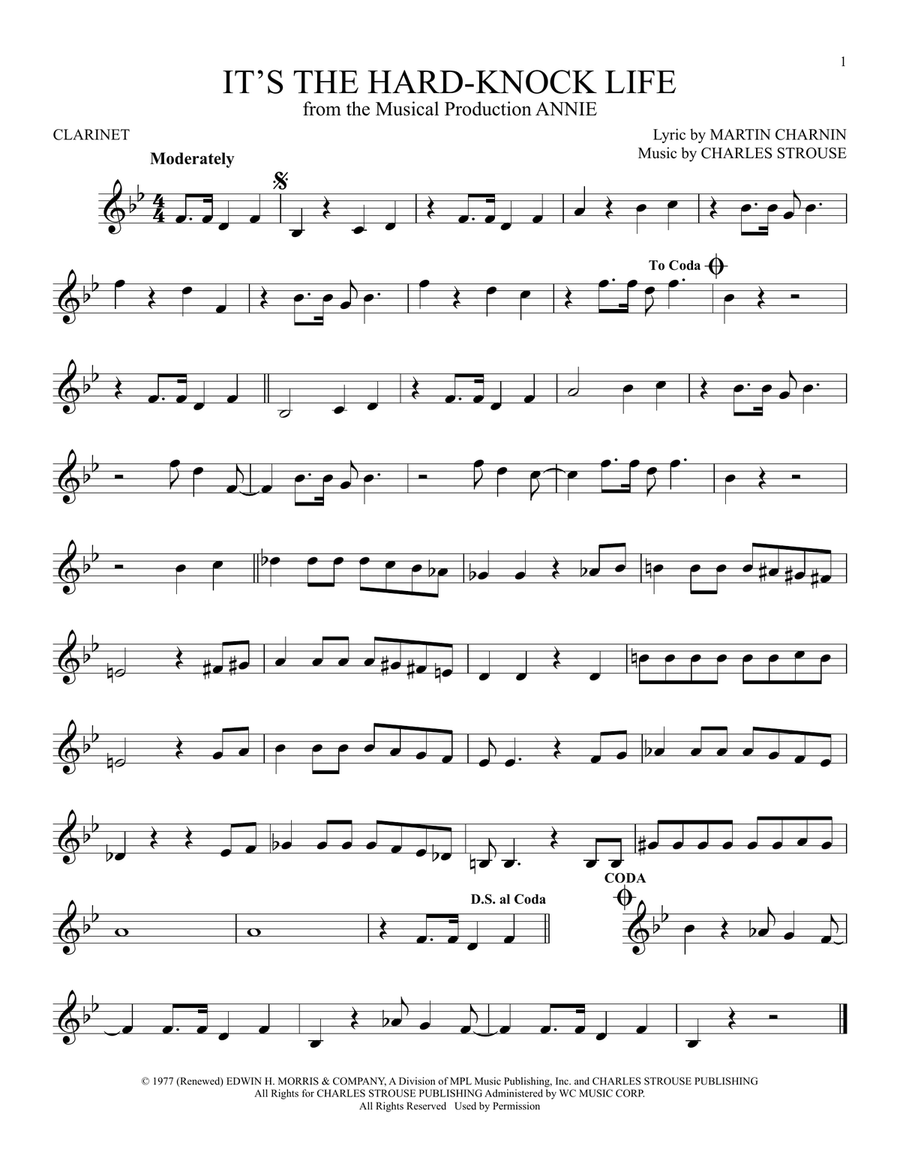 It's The Hard-Knock Life (from Annie) Clarinet Solo scores gallery preview page 1