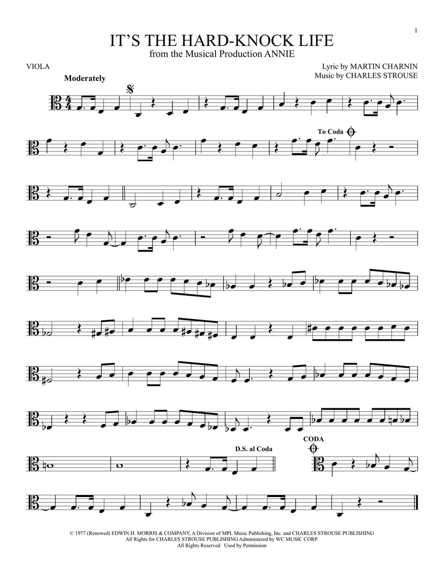 It's The Hard-Knock Life (from Annie) Viola Solo scores gallery preview page 1