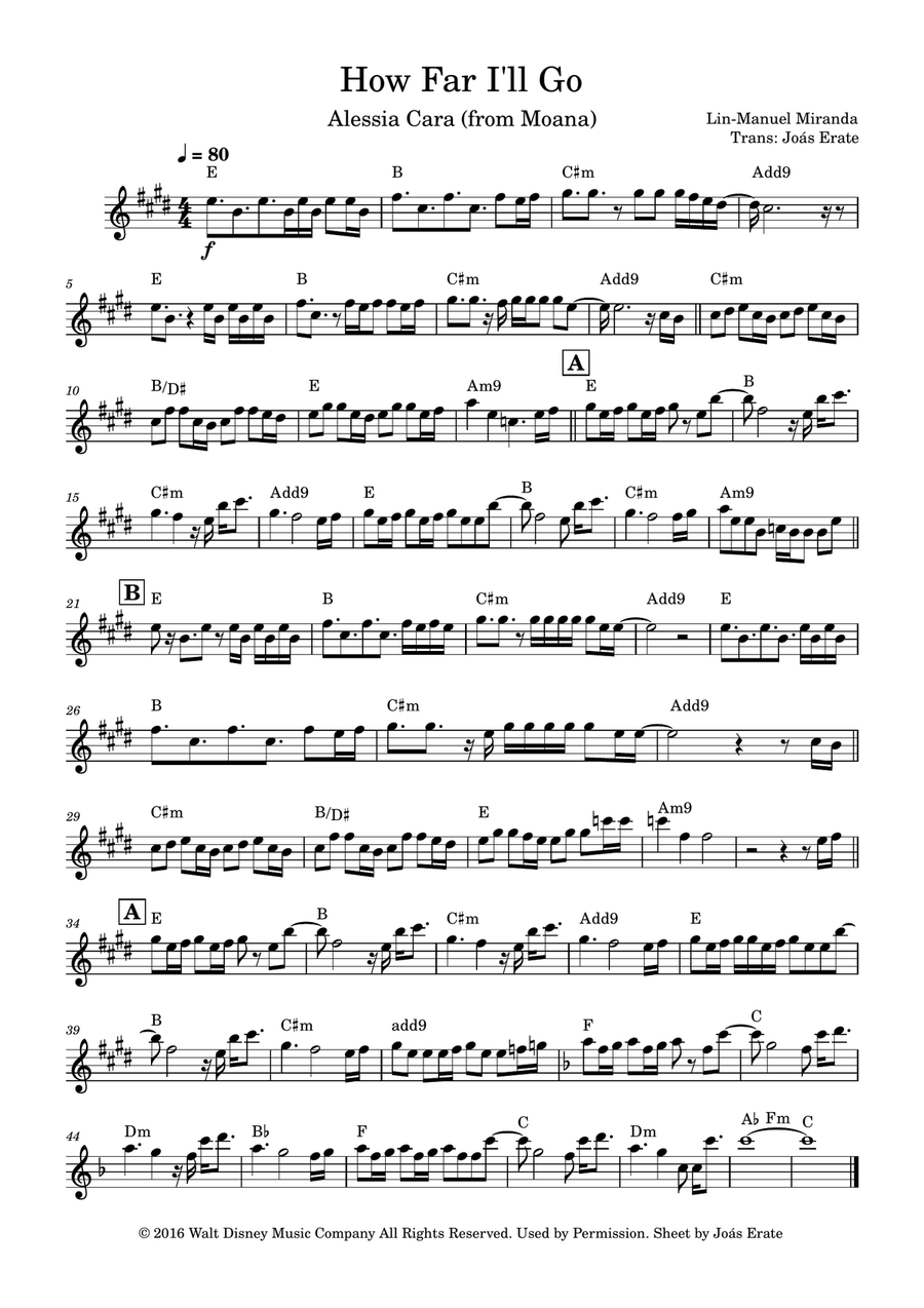 How Far I'll Go How Far I'll Go Violin Solo scores gallery preview page 1