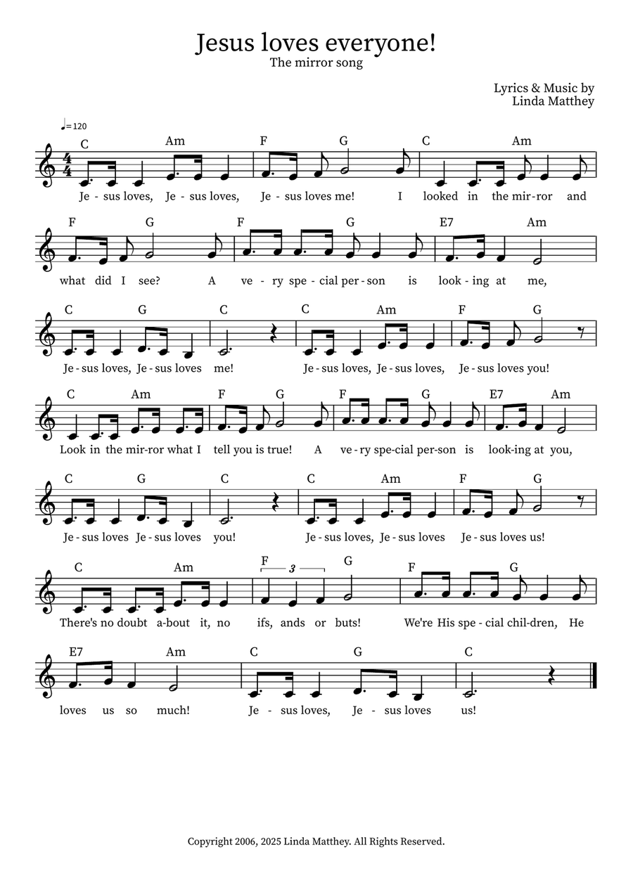 Jesus loves everyone! Piano, Vocal scores gallery preview page 1