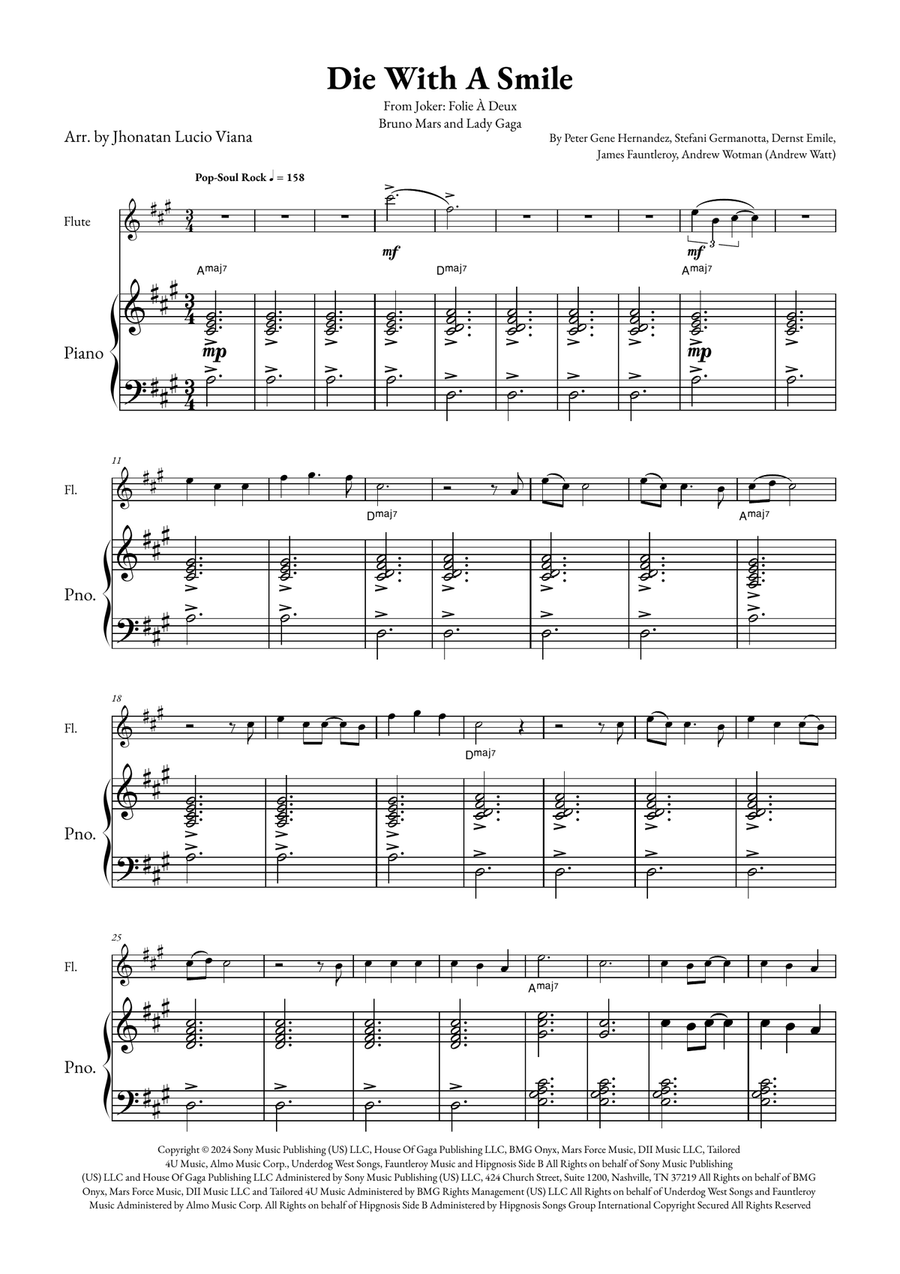Die With A Smile Flute scores gallery preview page 1