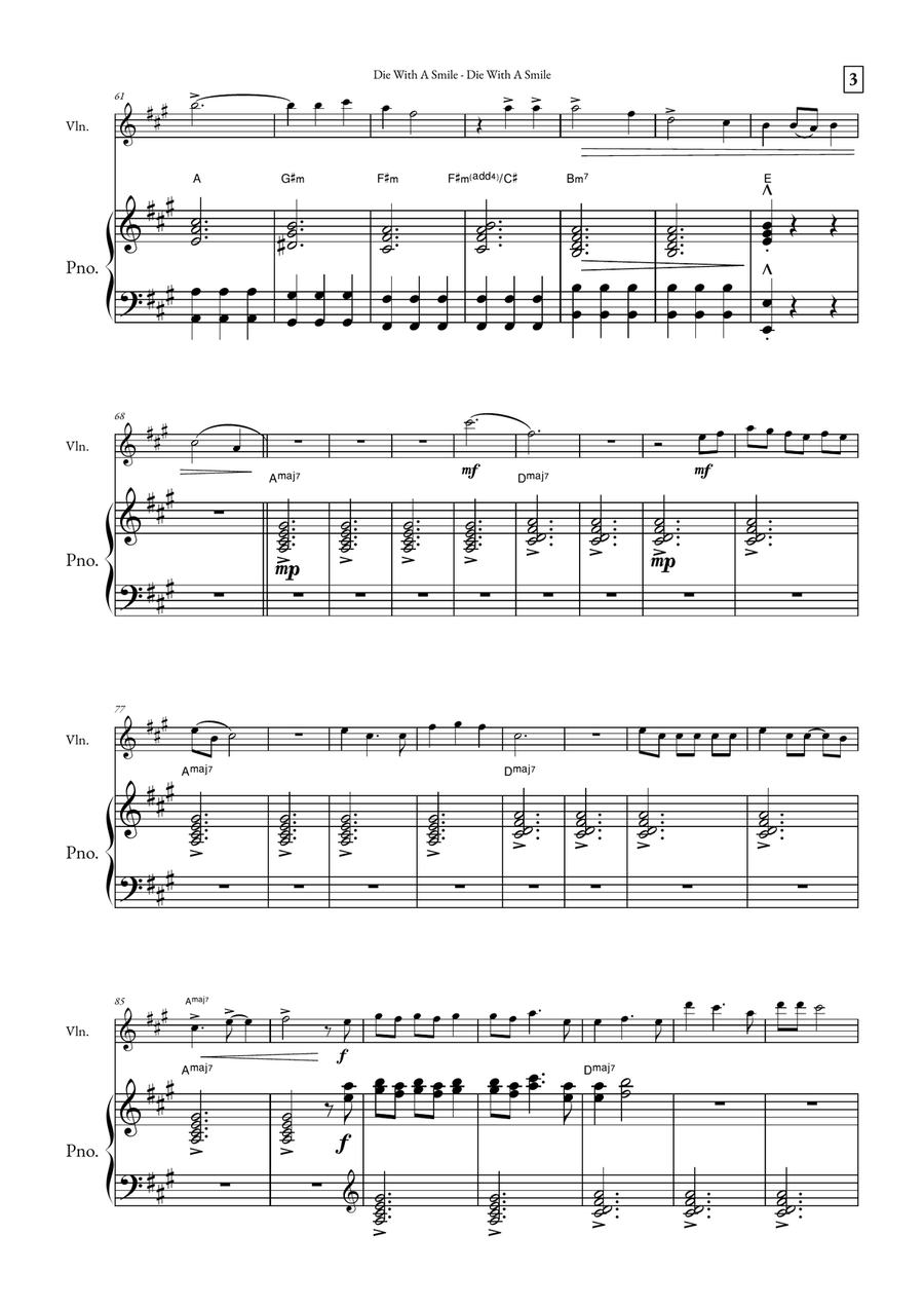 Die With A Smile Viola scores gallery preview page 3