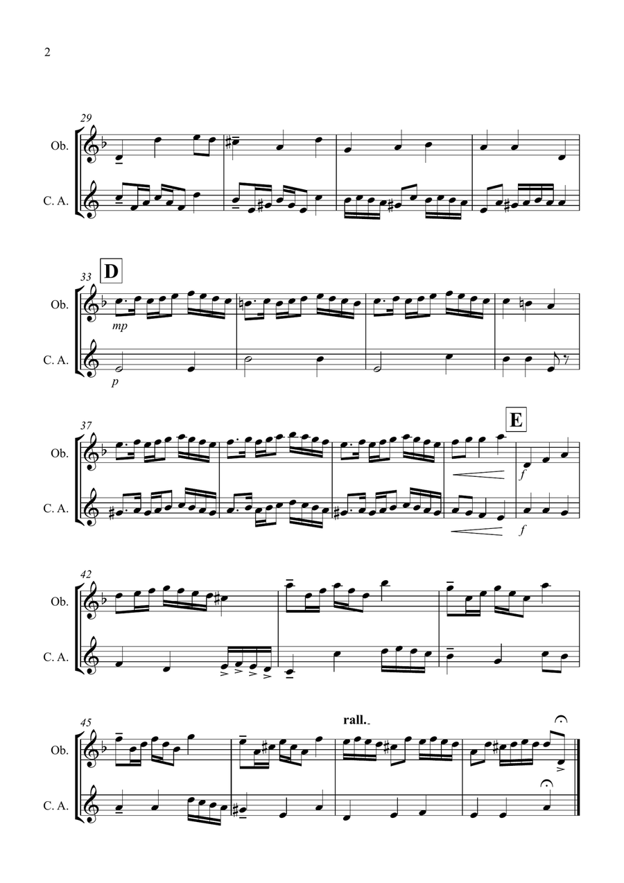 Rondeau (from Abdelazer) for Oboe and Cor Anglais Duet Woodwind Duet scores gallery preview page 2