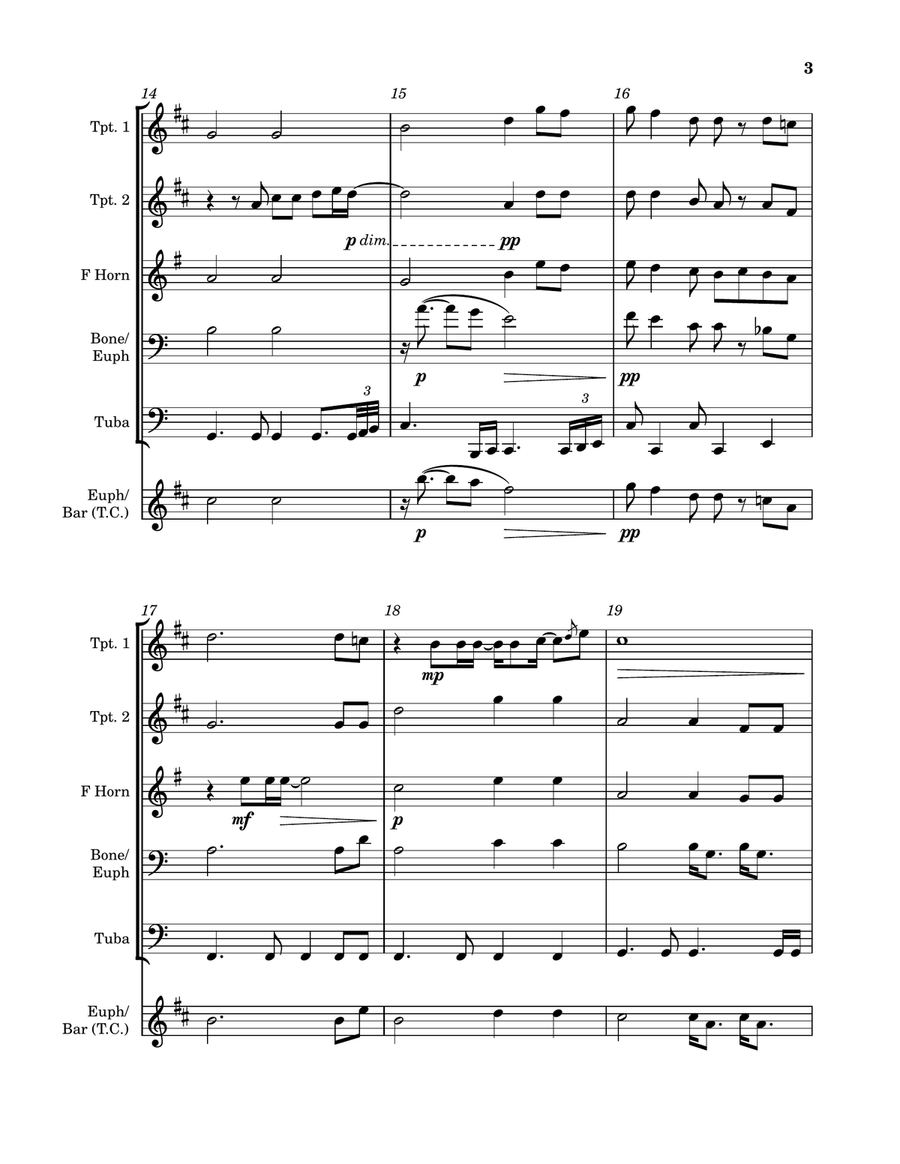 Don't Let The Sun Go Down On Me Brass Quintet scores gallery preview page 3