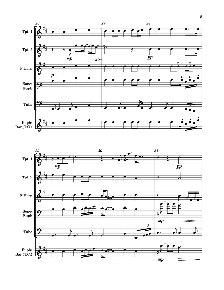 Don't Let The Sun Go Down On Me Brass Quintet scores gallery preview page 5