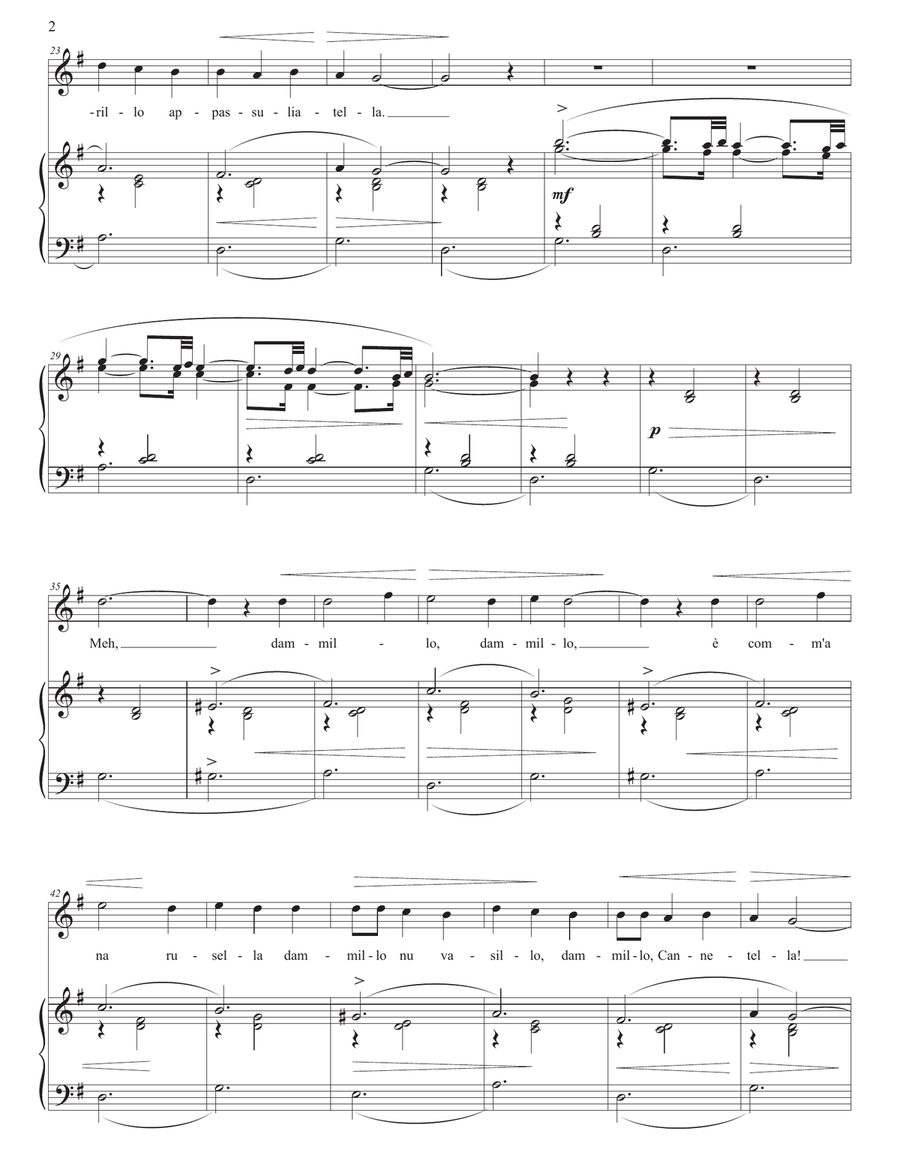 TOSTI: 'A vucchella (transposed to G major) Piano, Vocal scores gallery preview page 3