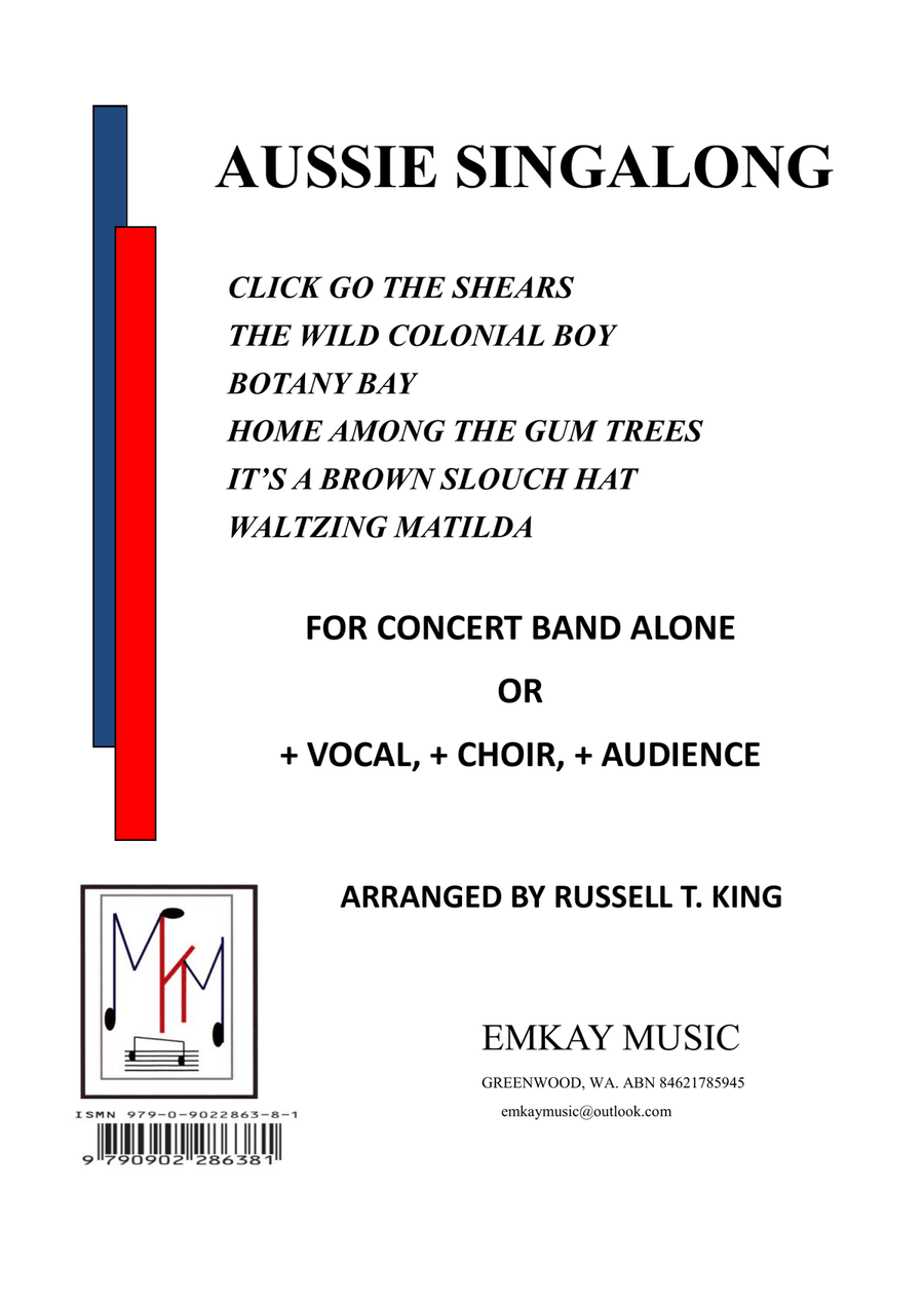 Medley: (Give Me A) Home Among The Gum Trees with Brown Slouch Hat and Waltzing Matilda Concert Band scores gallery preview page 1