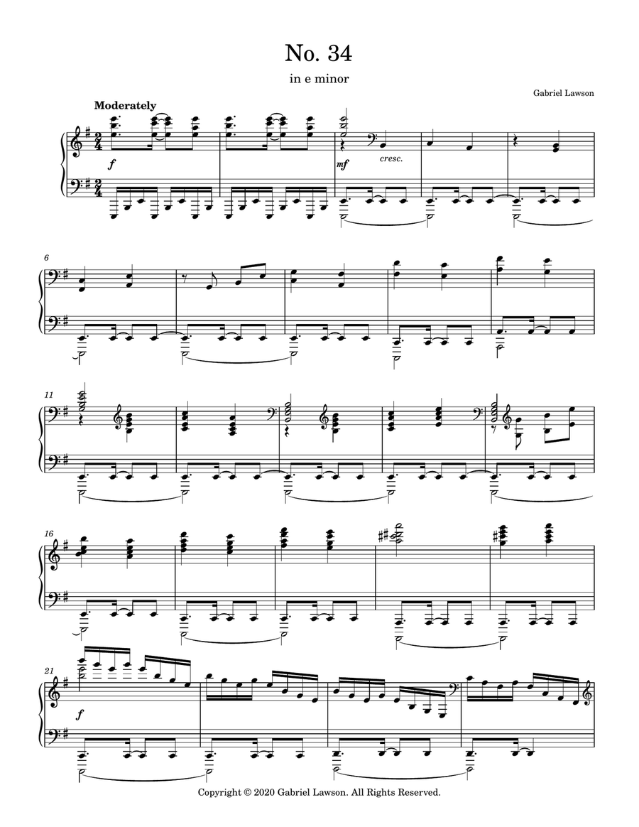 No. 34 in e minor No. 34 in e minor Piano Solo scores gallery preview page 1