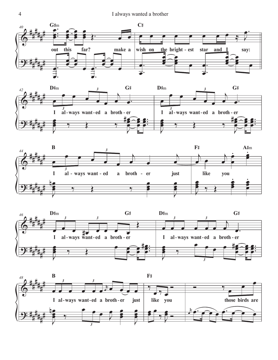 I Always Wanted A Brother Piano Solo scores gallery preview page 4