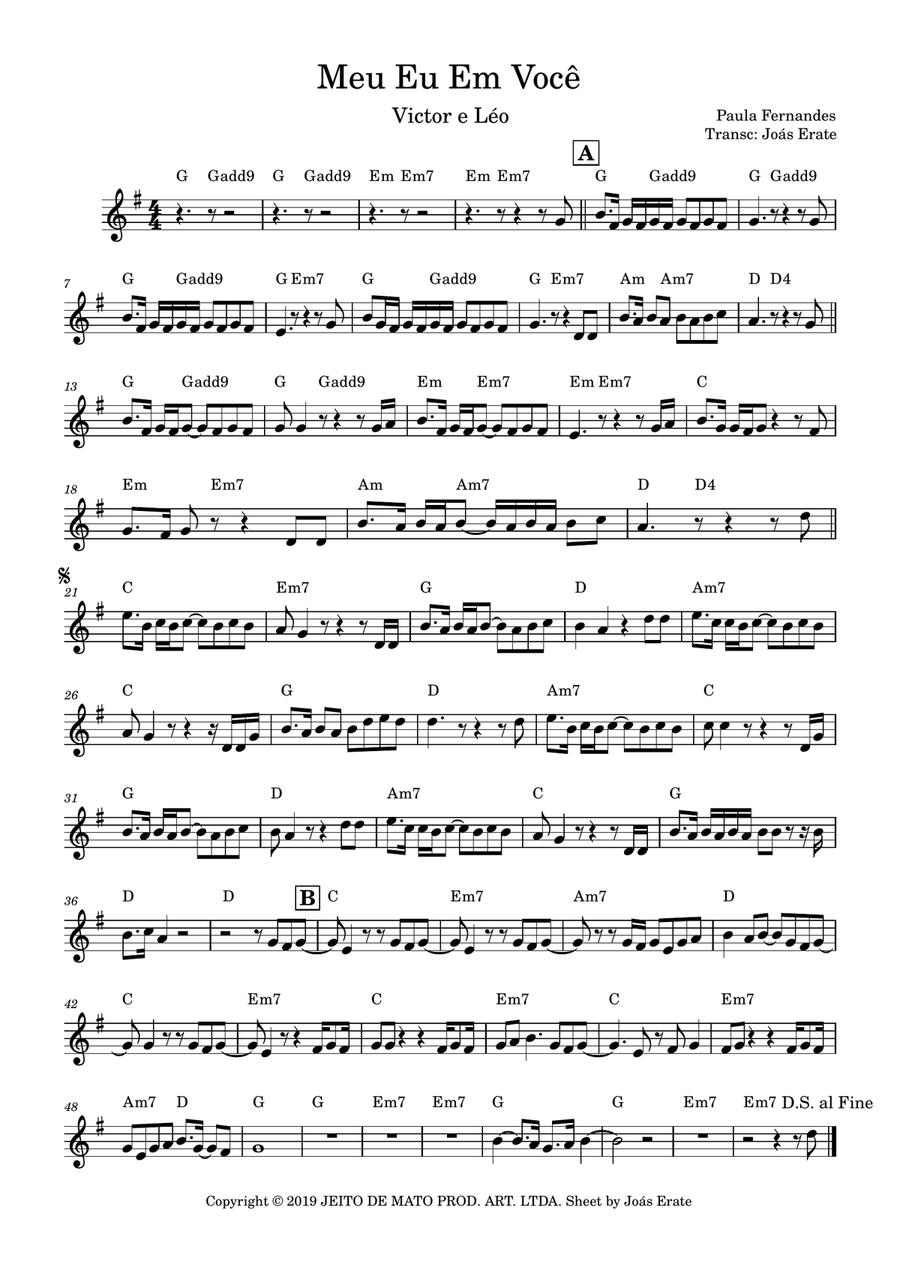Meu Eu Em Voce Meu Eu Em Voce Piano scores gallery preview page 1