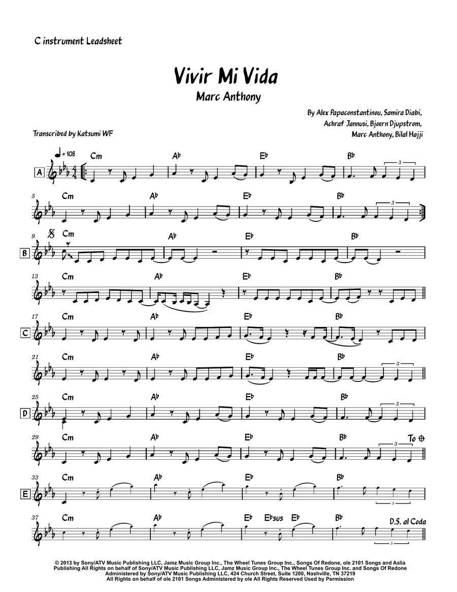 Vivir Mi Vida Vivir Mi Vida Piano scores gallery preview page 1