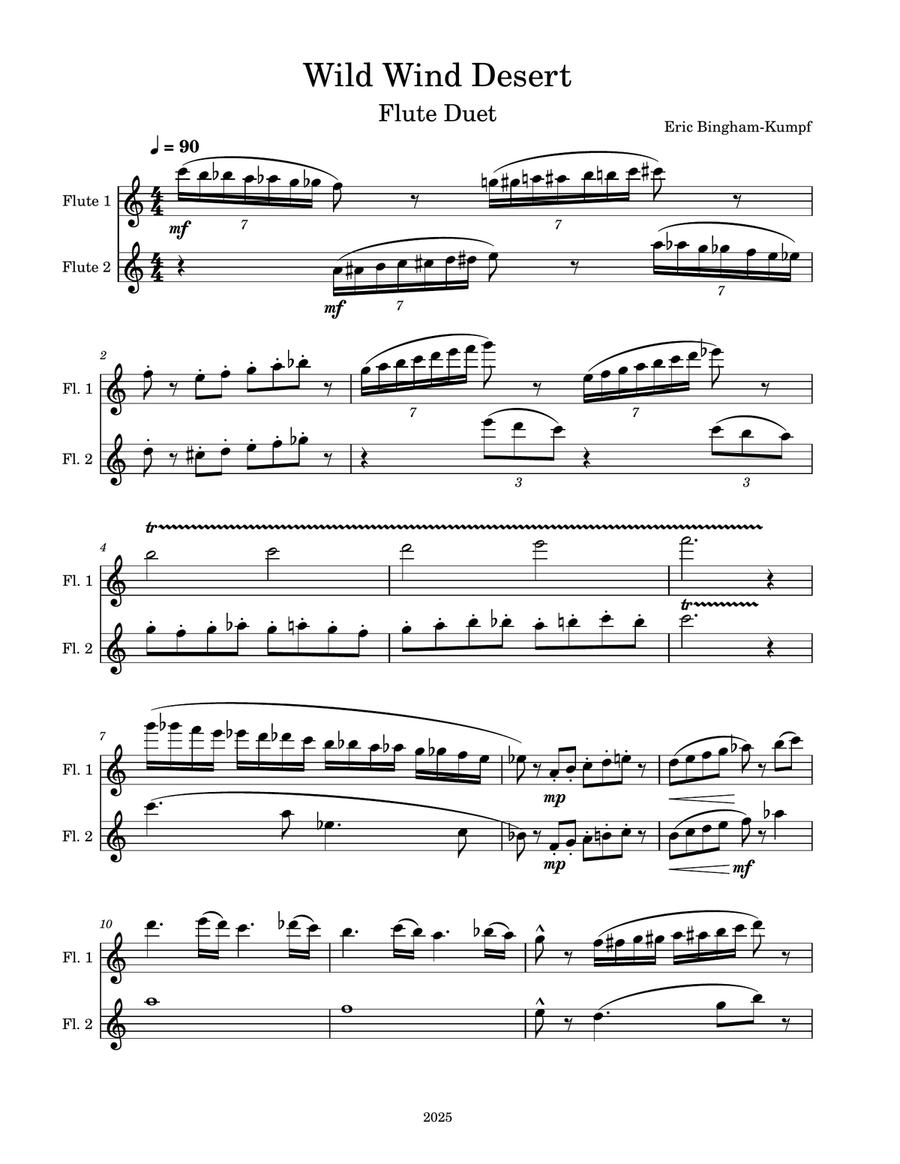 Wild Wind Desert Wild Wind Desert Flute Duet scores gallery preview page 1