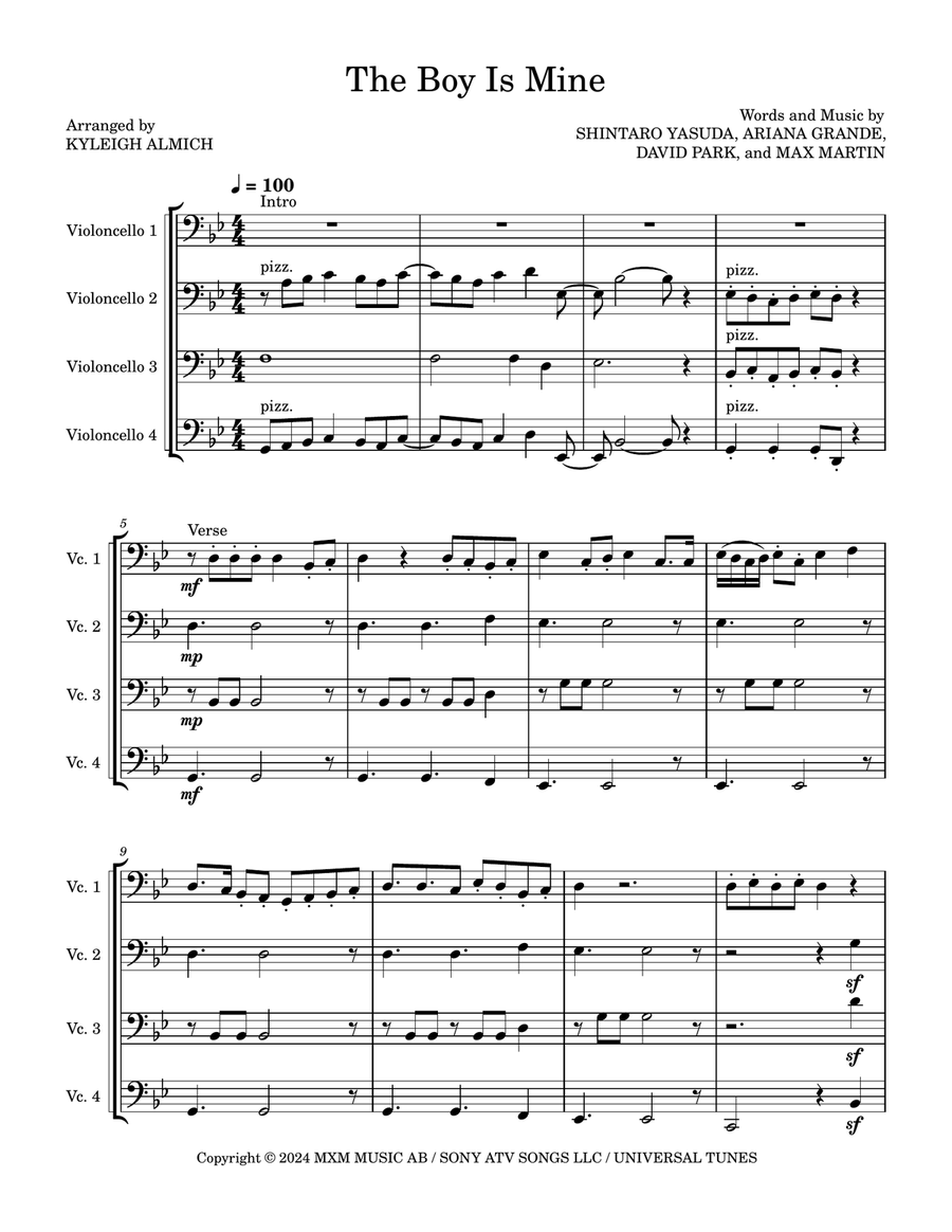 The Boy Is Mine The Boy Is Mine String Quartet scores gallery preview page 1