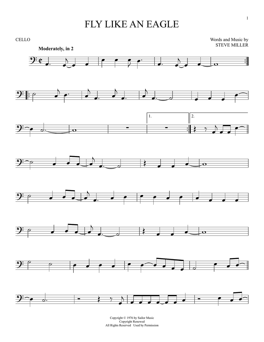 Fly Like An Eagle Fly Like An Eagle Cello Solo scores gallery preview page 1