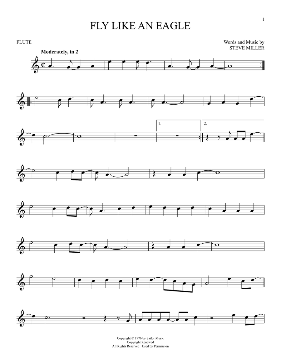 Fly Like An Eagle Fly Like An Eagle Flute Solo scores gallery preview page 1