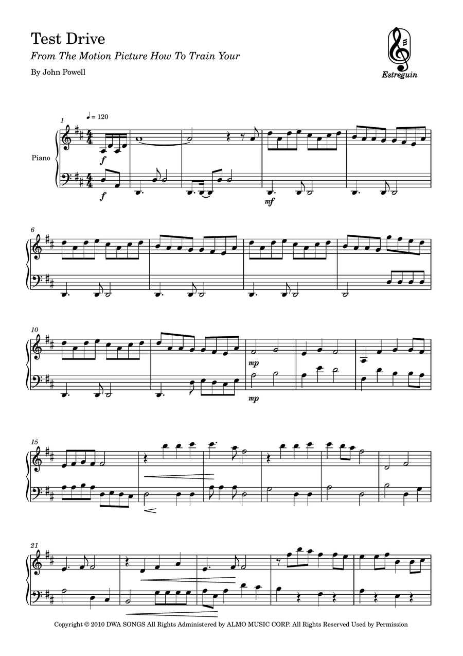 Test Drive Test Drive Easy Piano scores gallery preview page 1
