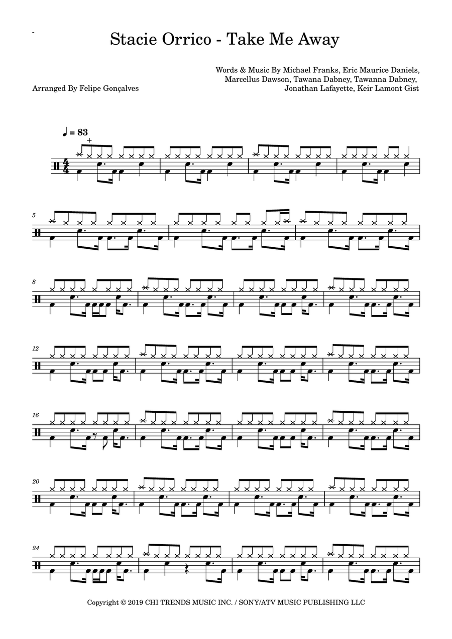 Take Me Away Take Me Away Drum Set scores gallery preview page 1