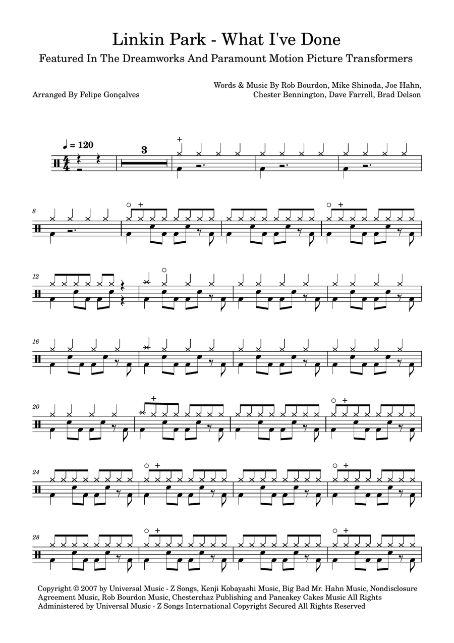 What I've Done What I've Done Drum Set scores gallery preview page 1