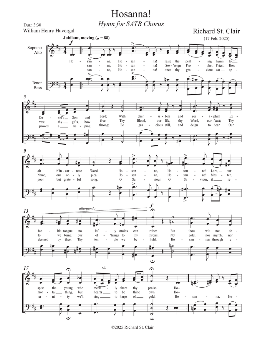Hosannah! for SATB Chorus 4-Part scores gallery preview page 1