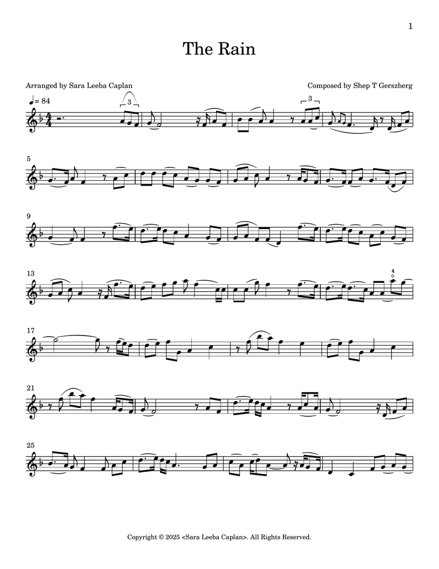 The Rain The Rain Violin Solo scores gallery preview page 1