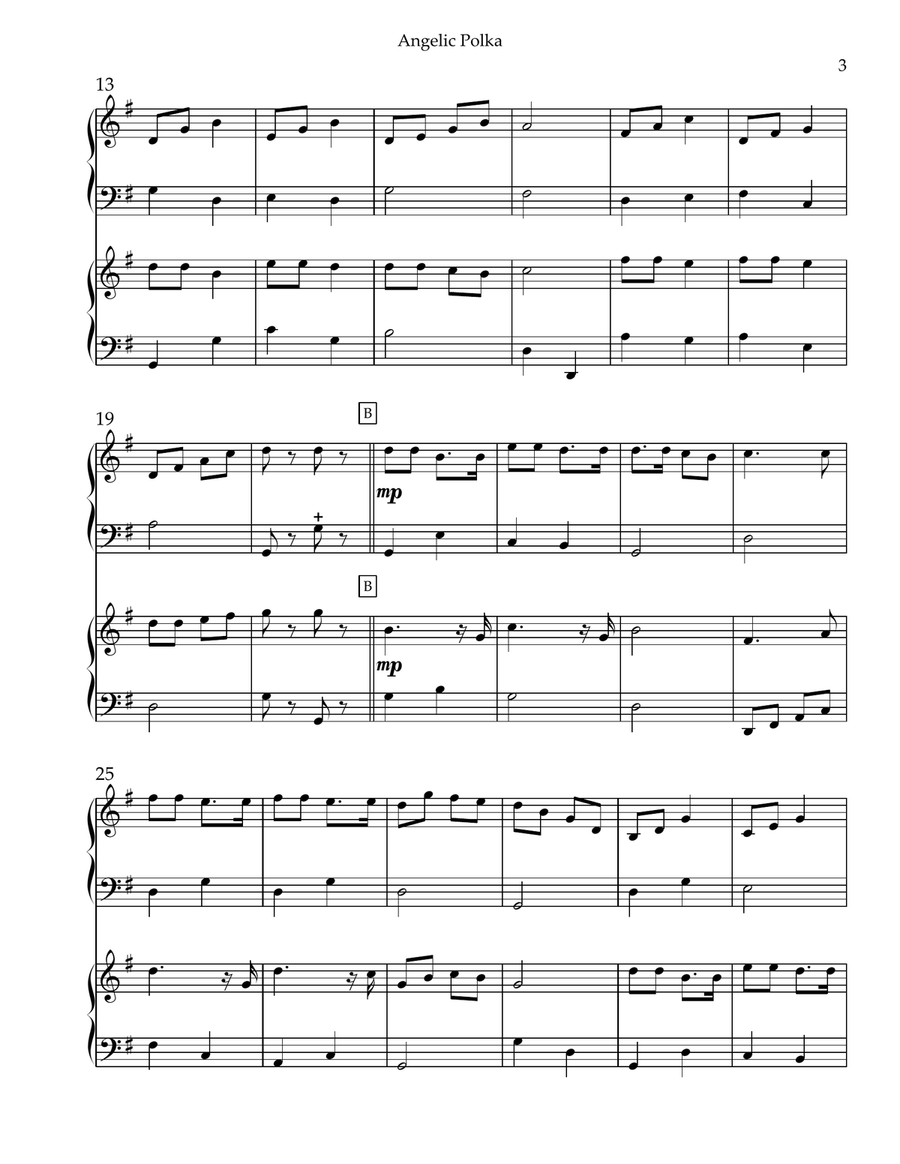 Angelic Polka, Harp Duet Pedal Harp - Digital Sheet Music page 3