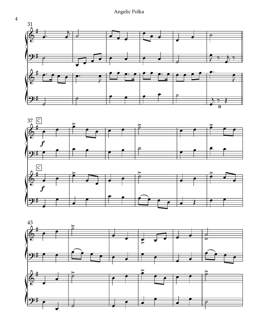Angelic Polka, Harp Duet Pedal Harp - Digital Sheet Music page 4