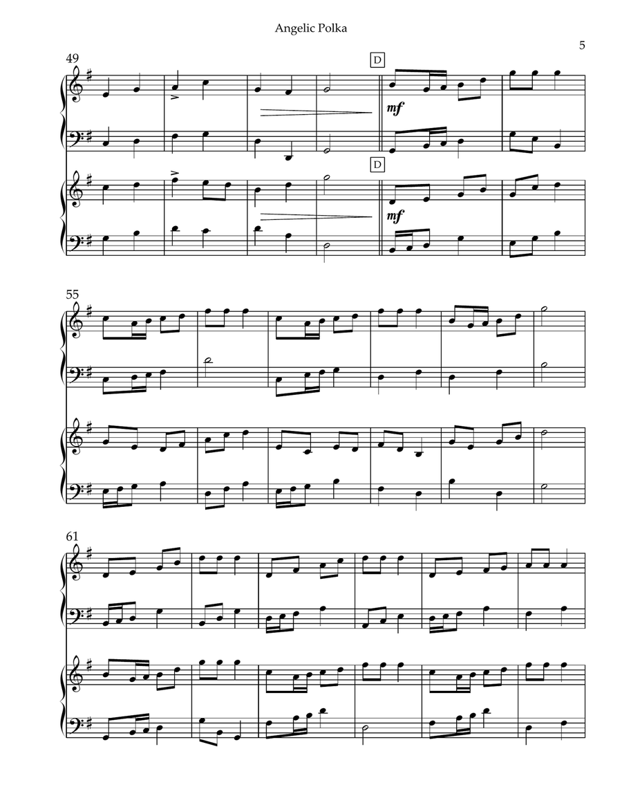 Angelic Polka, Harp Duet Pedal Harp - Digital Sheet Music page 5