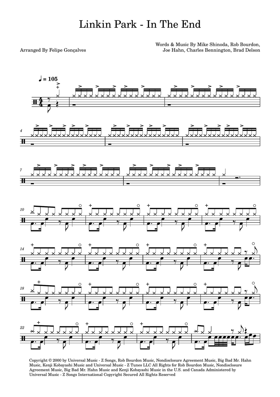 In The End In The End Drum Set scores gallery preview page 1
