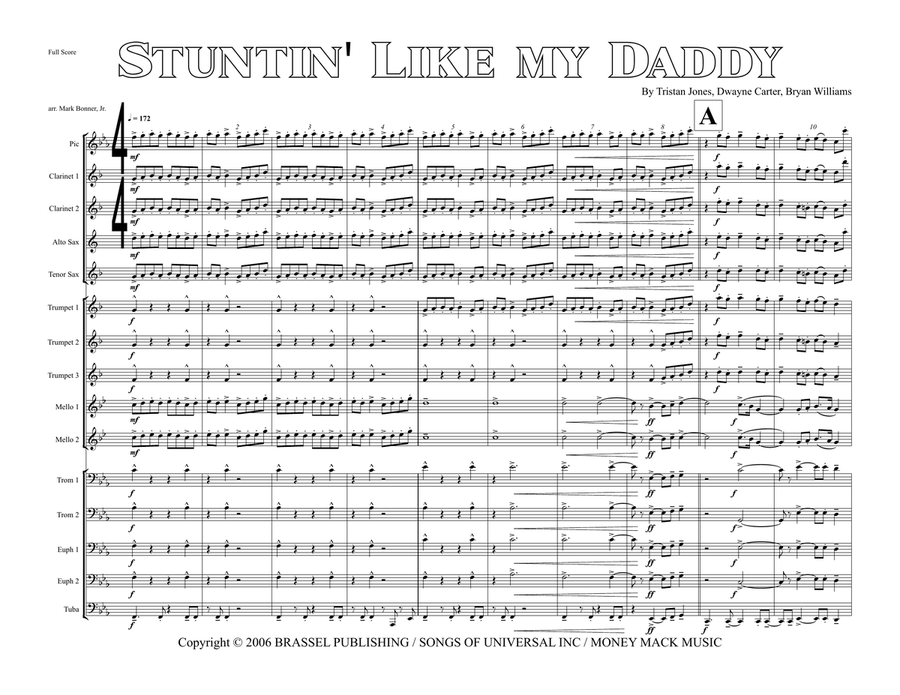 Stuntin' Like My Daddy Marching Band scores gallery preview page 1